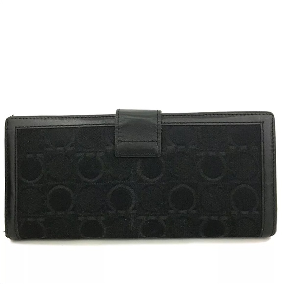 Salvatore Ferragamo Gancini Canvas Leather Long Bifold Wallet - Picture 4 of 8